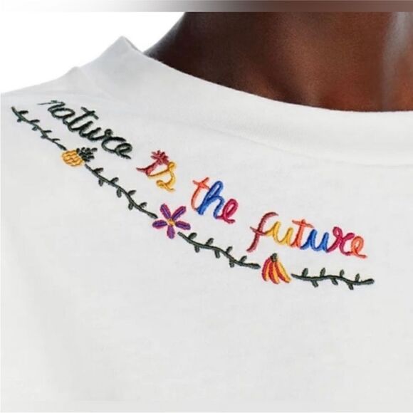 FARM RIO NWT nature is the future embroidered organic cotton top White Size S - Picture 7 of 13